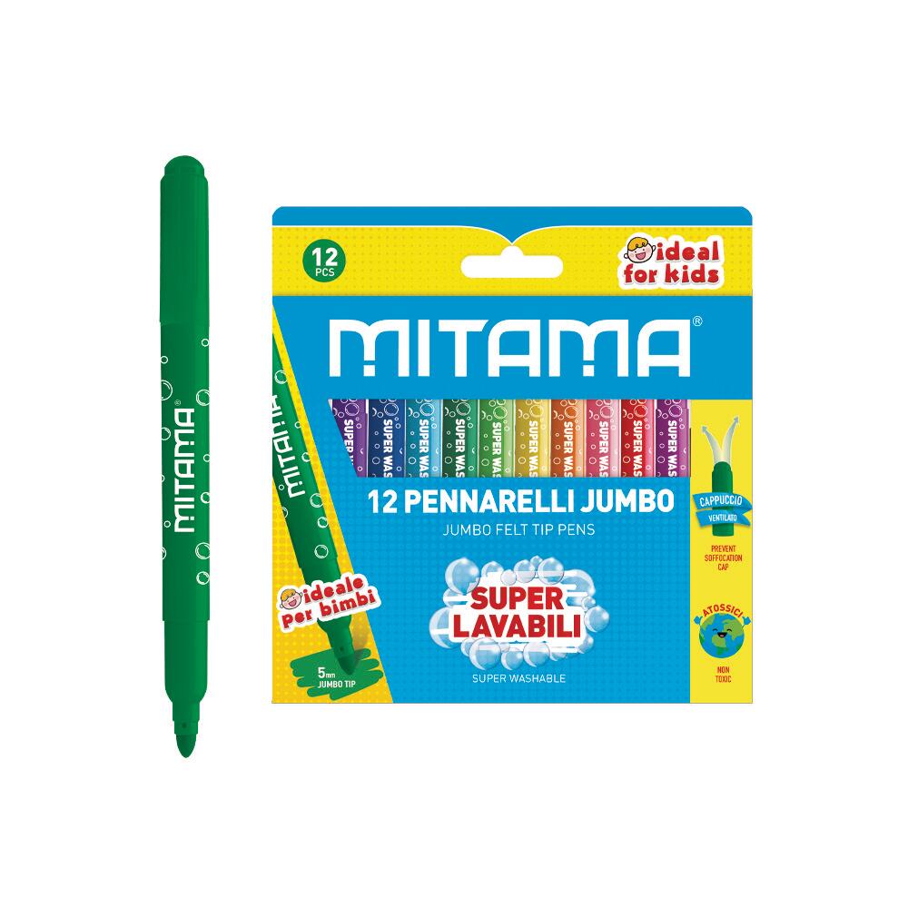 Mitama Pennarelli Jumbo Super Lavabili, punta Maxi, Scat. 12 pz (25562124)