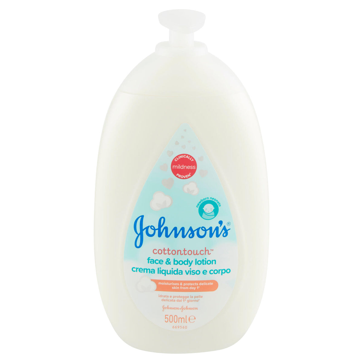 Johnson's Baby Crema Liquida Viso E Corpo Cottontouch, Per La Pelle Delicata Del Neonato, 500ml (25531386)