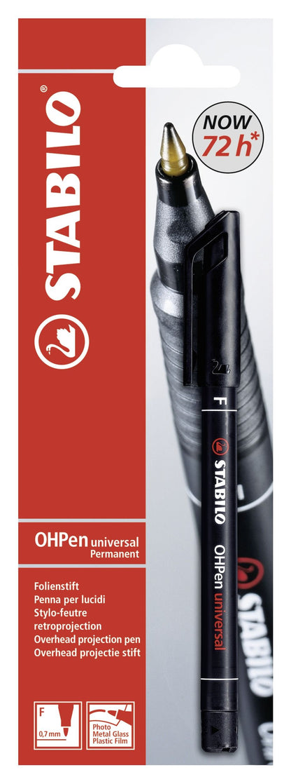 Marcatore - STABILO OHPen universal Permanente - Tratto Fine (0,7 mm) - Pack da 1 - Nero (25534187)
