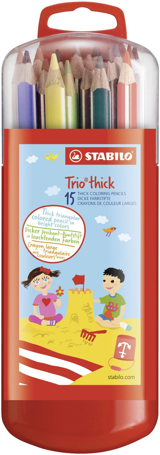 Matita colorata triangolare - STABILO Trio thick - Zebrui Astuccio da 15 - Colori assortiti (25544961)