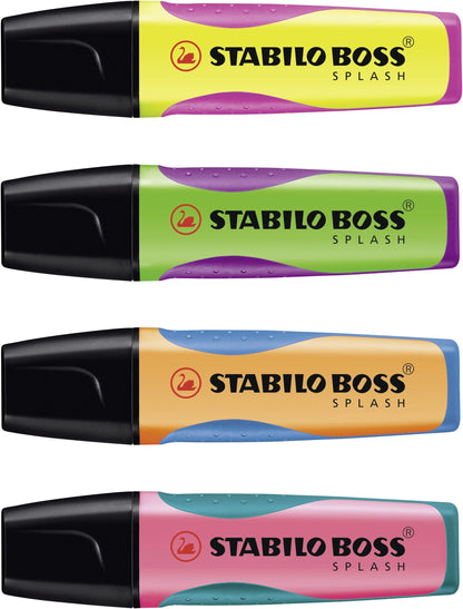 Evidenziatore - STABILO BOSS SPLASH - Astuccio da 4 - Arancione, Verde, Giallo, Rosa (25526858)