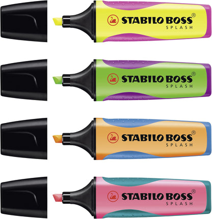 Evidenziatore - STABILO BOSS SPLASH - Astuccio da 4 - Arancione, Verde, Giallo, Rosa (25526859)