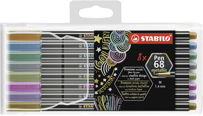 Pennarello Premium Metallizzato - STABILO Pen 68 metallic - Astuccio da 8 - con 8 colori assortiti (25577036)
