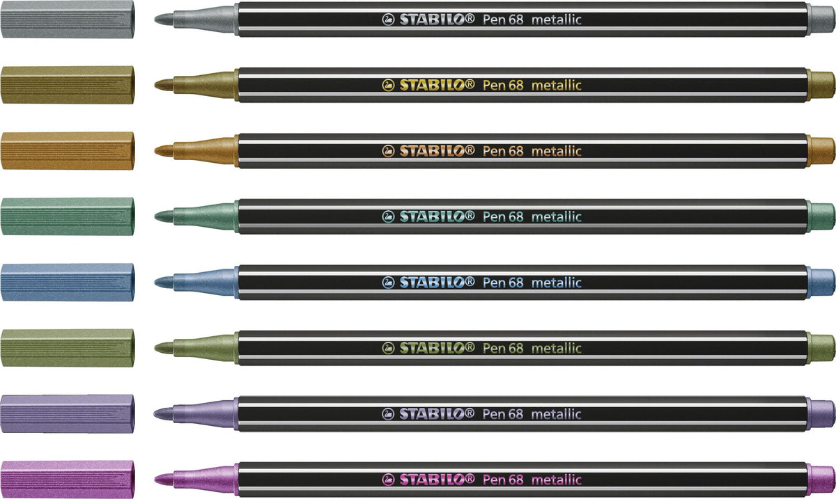 Pennarello Premium Metallizzato - STABILO Pen 68 metallic - Astuccio da 8 - con 8 colori assortiti (25577038)
