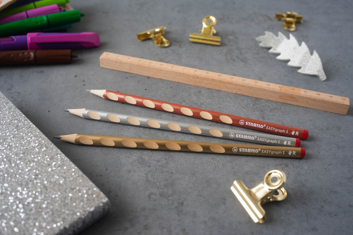 Matita Ergonomica triangolare - STABILO EASYgraph S Metallic per Destrimani in Oro - Confezione da 12 - Gradazione HB
 (25545069)