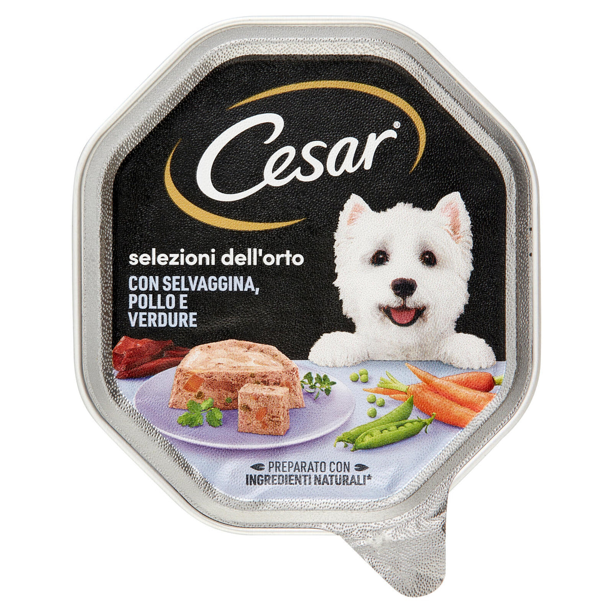 Cesar Selezione dell'Orto Cibo Umido Cane in Vaschetta con Selvaggina, Pollo e Verdurine 150 g (25522096)