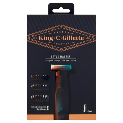 King C.Gillette Style Master Kit Regolabarba, Rasoio Elettrico Uomo + 3 Pettini (25531476)