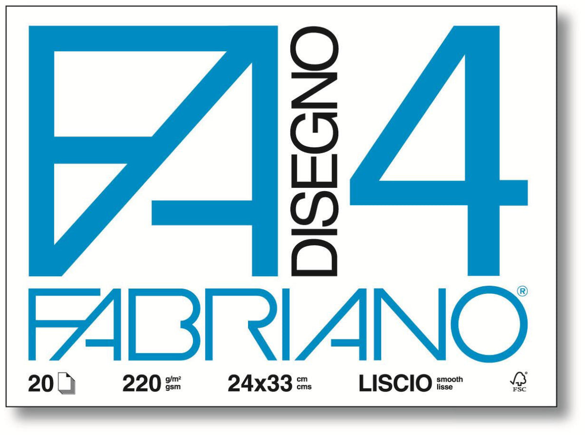 Blocco Fabriano F.4 20 fg. 24x33 Liscio 220 gr. pz. 1 (25520784)