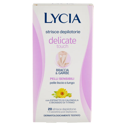 Lycia delicate touch strisce depilatorie Braccia & Gambe Pelli Sensibili 20 strisce + 2 salviettine (25533912)