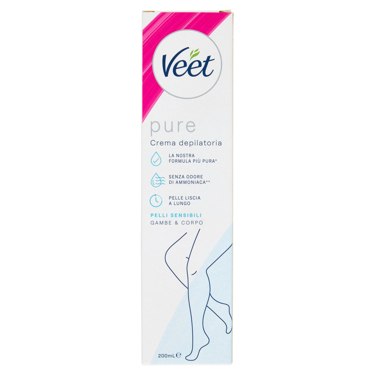 Veet Pure Crema Depilatoria Pelli Sensibili, per Gambe, Braccia, Ascelle e Zona Bikini, 200 ml (25613329)