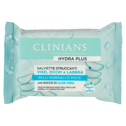 Clinians Hydra Plus Salviette Struccanti Viso, Occhi e Labbra 25 pz (25523043)