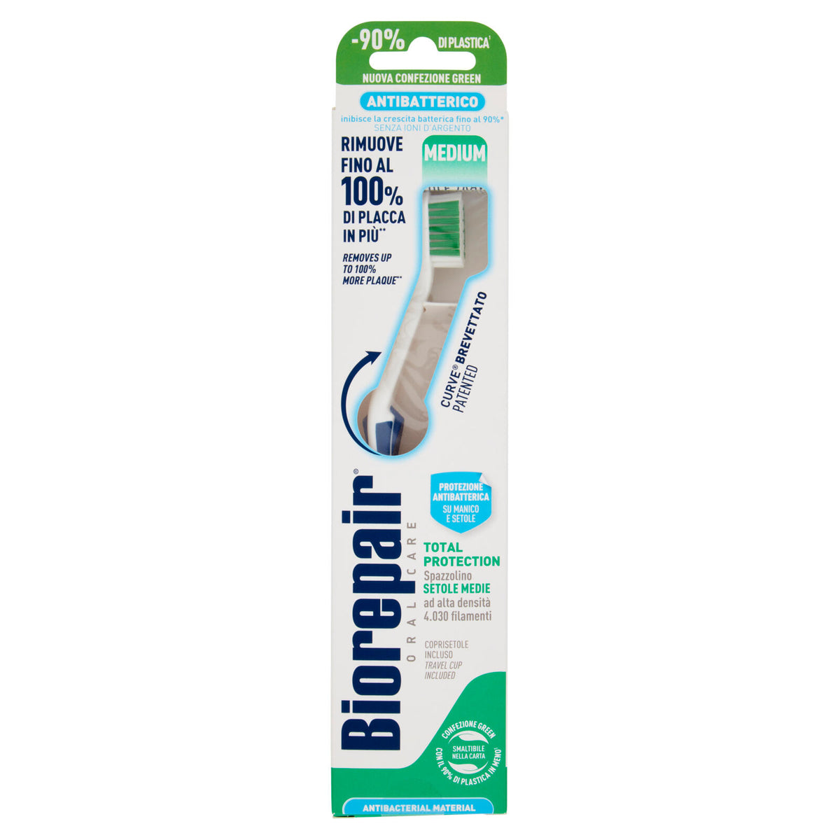 Biorepair Curve Total Protection Spazzolino Setole Medie Antibatterico (25520712)