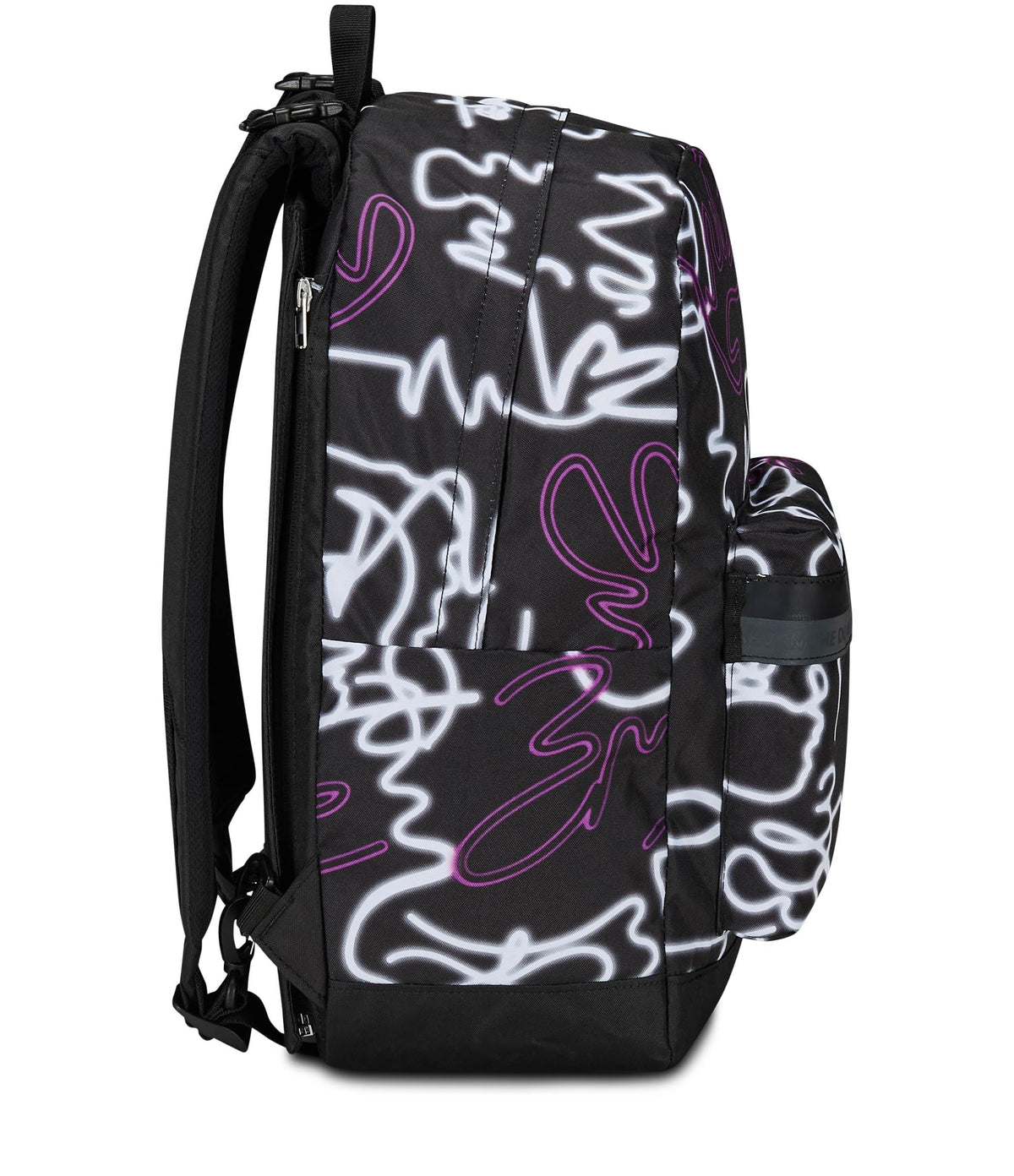 Seven Zaino Scuola Reversibile The Double, Nero Viola, Ledcontour, 2 in 1, Zaino Mono Scomparto Con Auricolari Earphones Wireless Led, Tasca Porta Borraccia e Markers, Zaino Medie e Superiori, Ragazza (25602333)